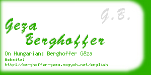 geza berghoffer business card